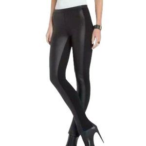 BCBGMAXAZRIA Landyn Faux Leather And Ponte Leggings Womens Size Small Black NW…